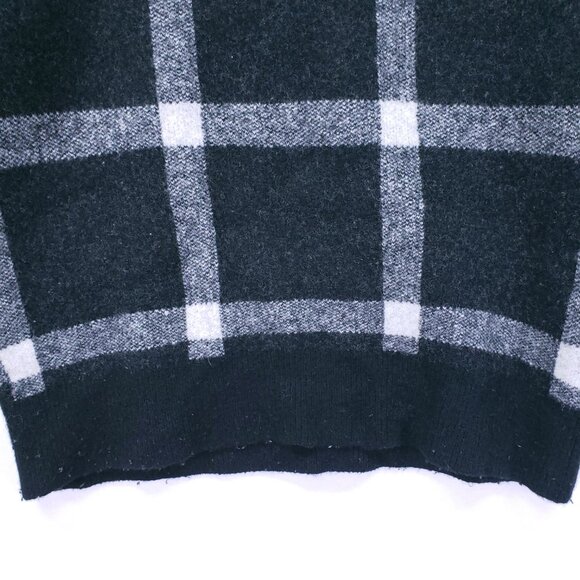 Banana Republic Sweater M Plaid Wool Blend Crewneck Black & White Preppy Y2K - Picture 15 of 16